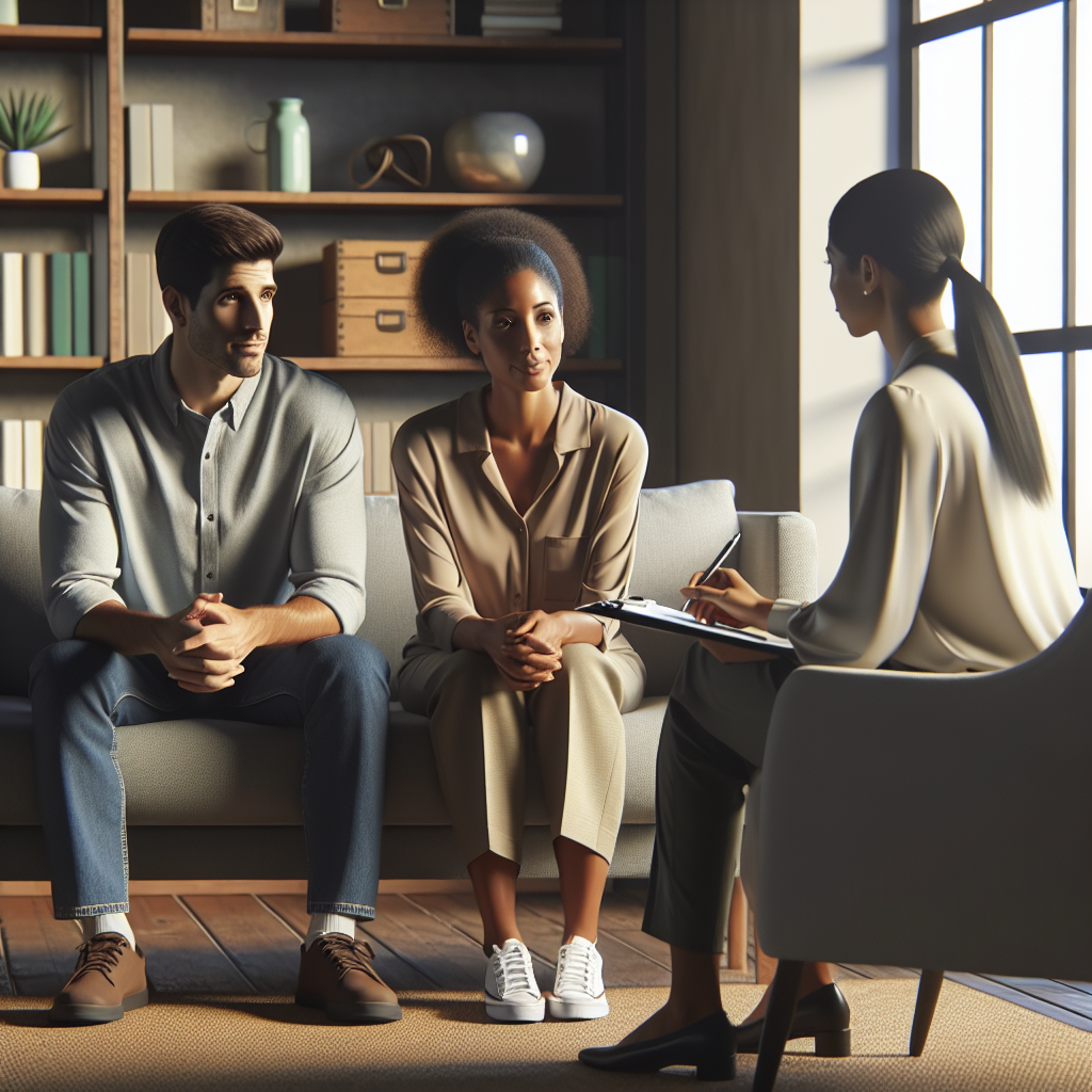 Realistic stock image of couple in therapy session